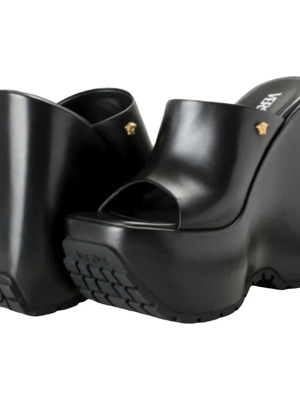 Versace Triplatform Leather Mules